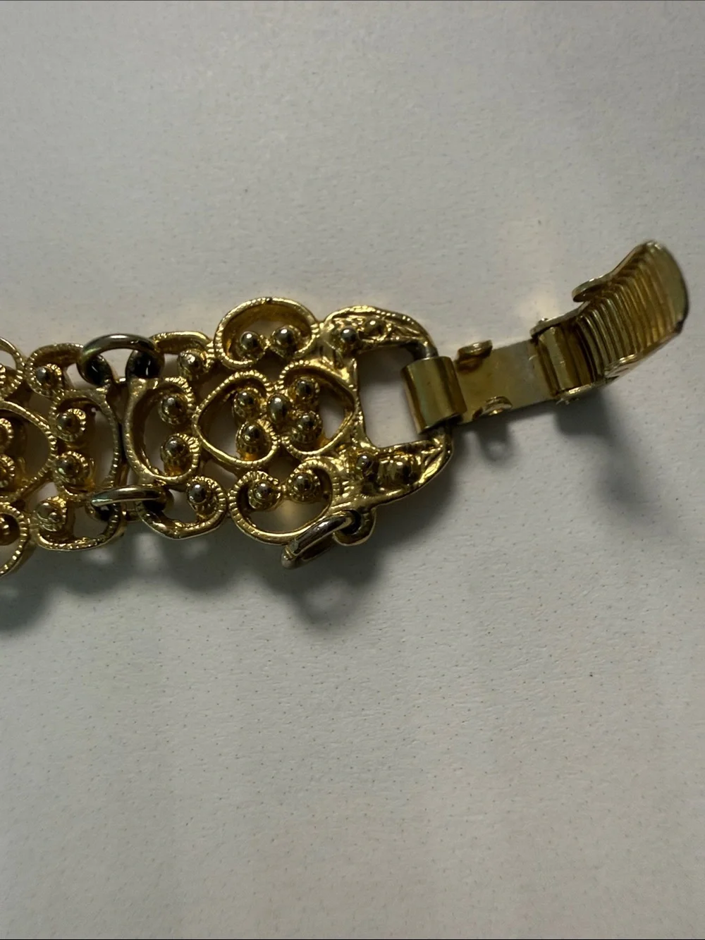 Vintage Gold Filigree Bracelet and Drop Earrings Set - Elegant Women's Jewelry